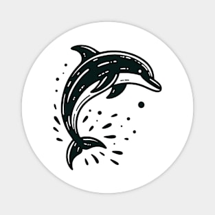 Stick Figure of a Dolphin in Black Ink Magnet